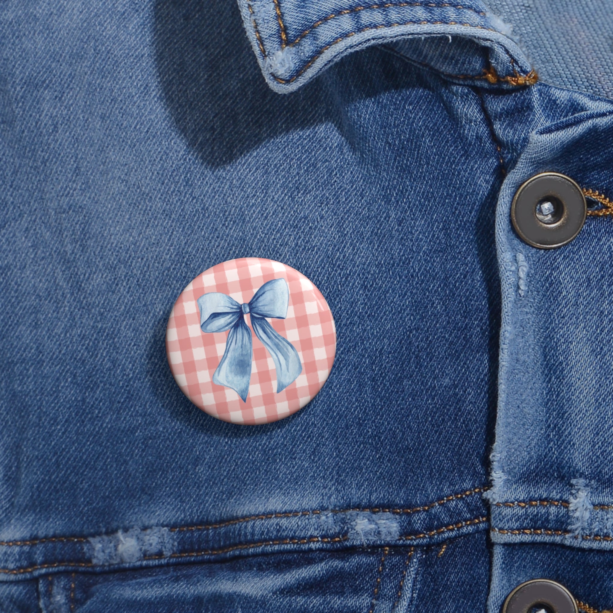 1.25" Gingham Bow Button