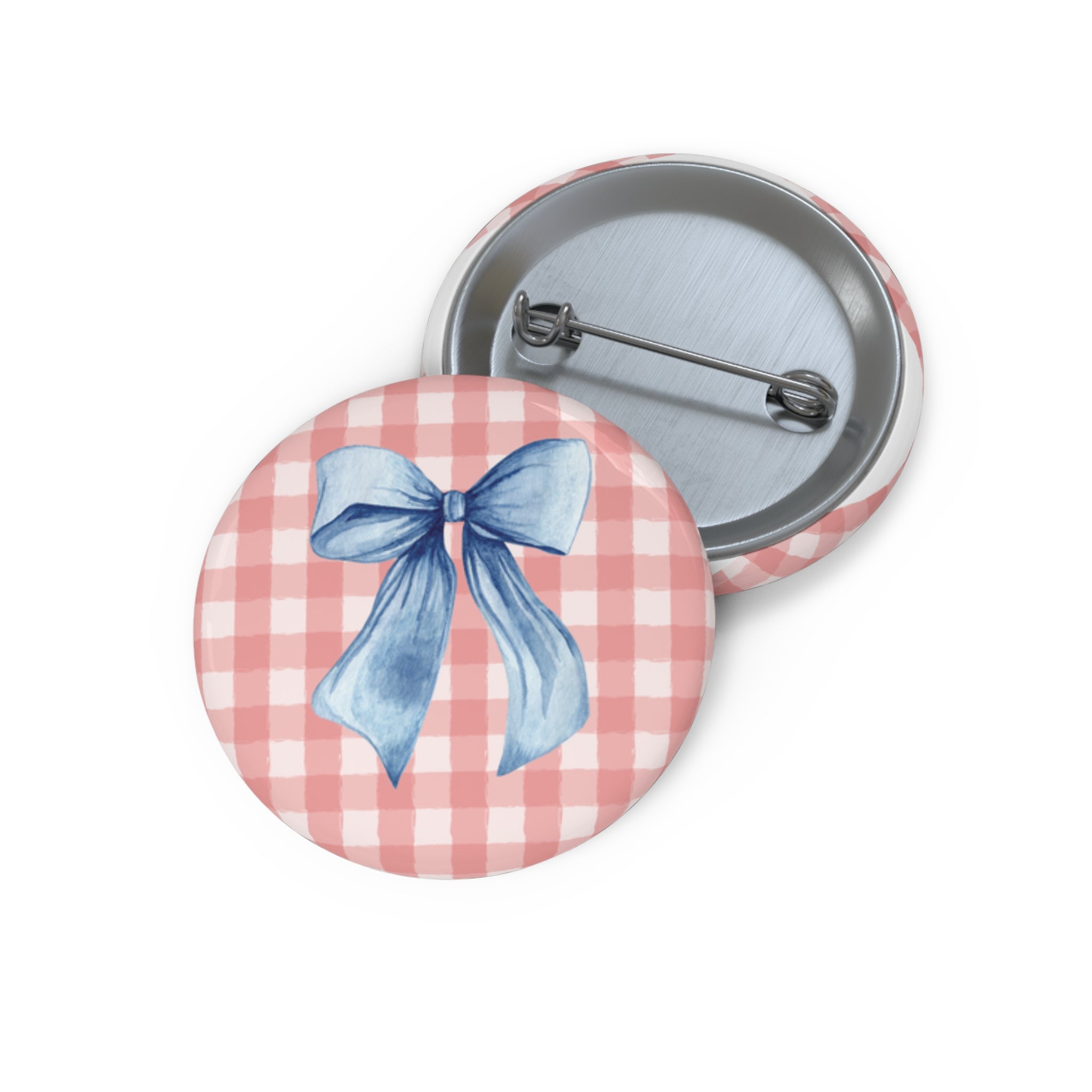 1.25" Gingham Bow Button